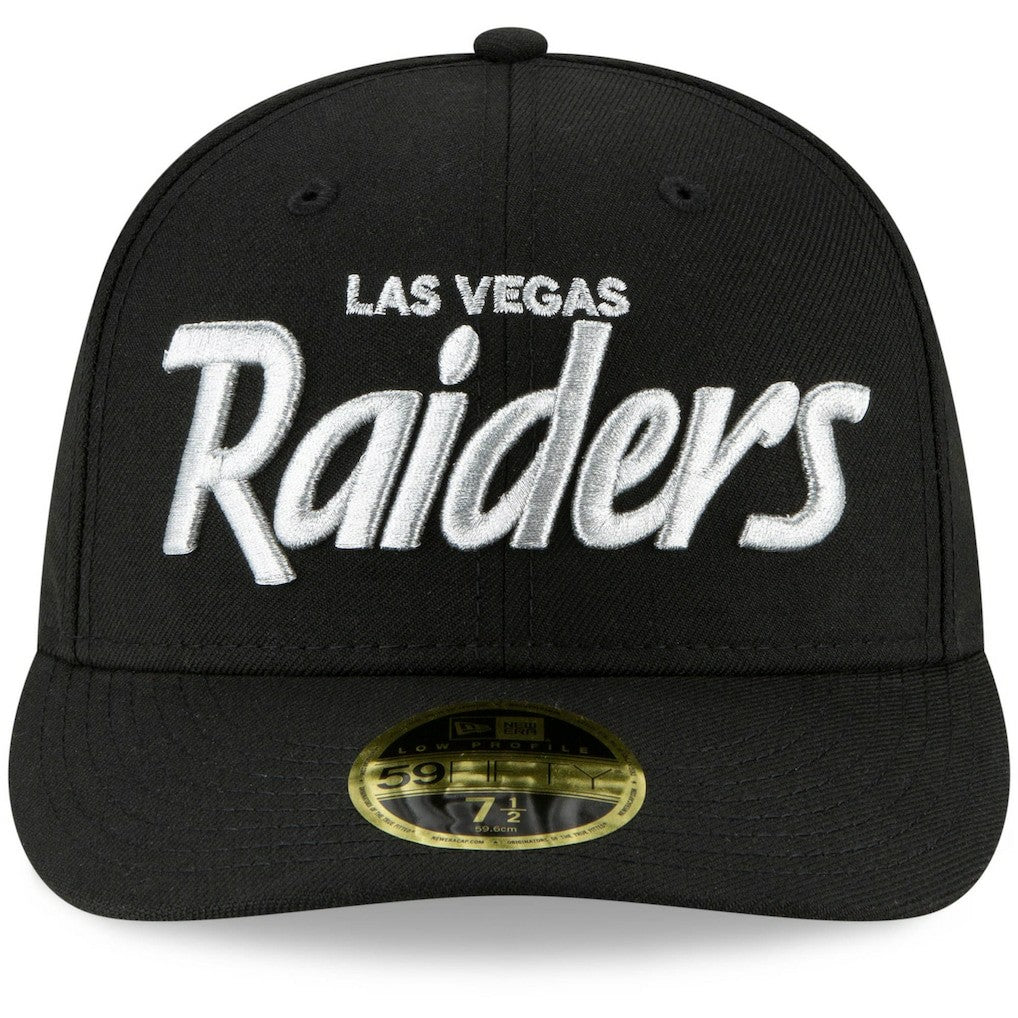 Las Vegas Raiders New Era Omaha Script Low Profile 59FIFTY Fitted Hat Black