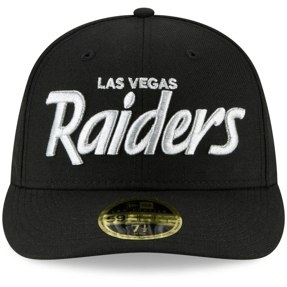 Las Vegas Raiders New Era Omaha Script Low Profile 59FIFTY Fitted Hat Black