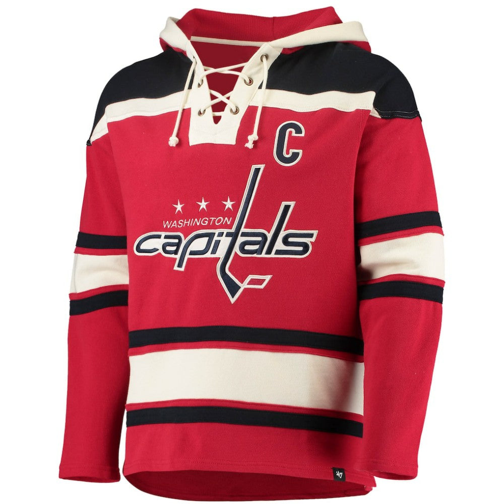 Alexander Ovechkin Washington Capitals '47 Player Name & Number Lacer Pullover Hoodie - Red - NHL 3848265