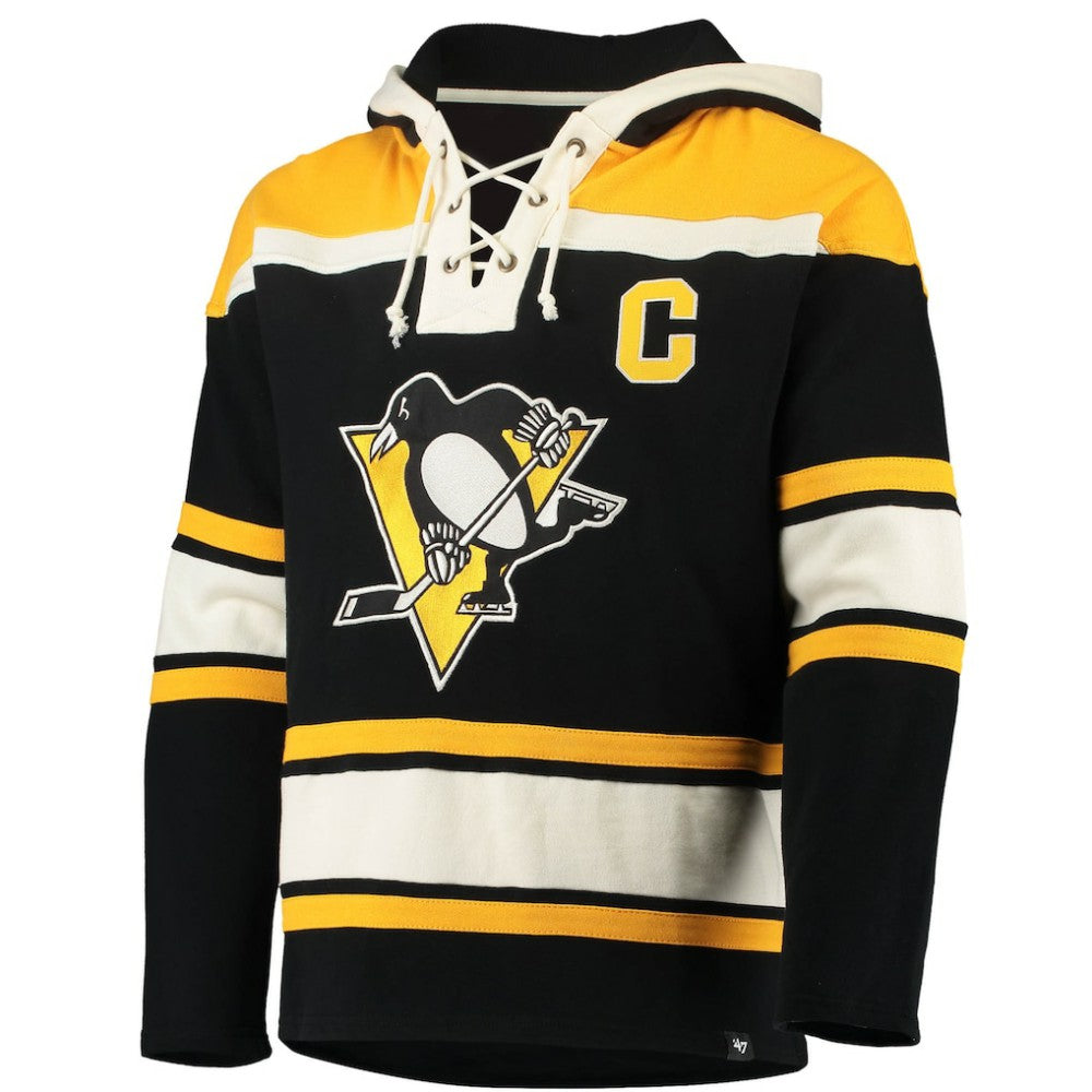 Sidney Crosby Pittsburgh Penguins '47 Player Name & Number Lacer Pullover Hoodie - Black - NHL 3848274