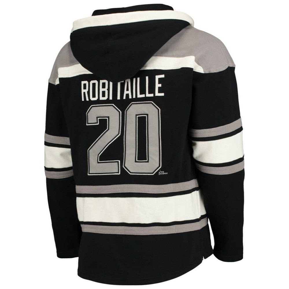 Luc Robitaille Los Angeles Kings '47 Retired Player Name & Number Lacer Pullover Hoodie - Black - NHL 3848804