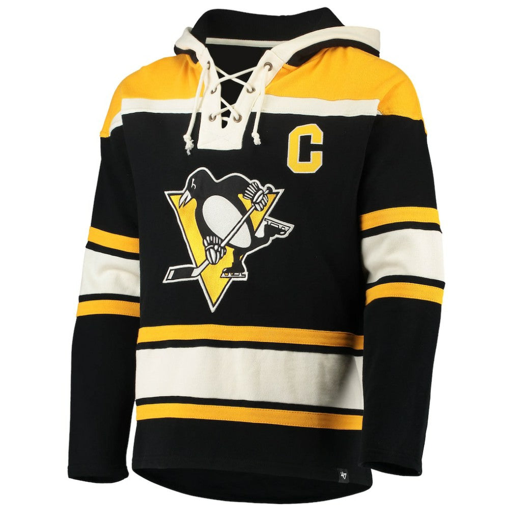 Mario Lemieux Pittsburgh Penguins '47 Retired Player Name & Number Lacer Pullover Hoodie - Black - NHL 3848807
