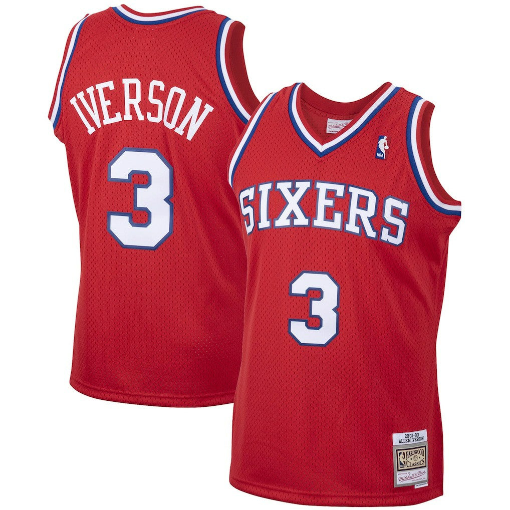 Allen Iverson Philadelphia 76ers 2002/03 Hardwood Classics Swingman Jersey Red | Mitchell & Ness online