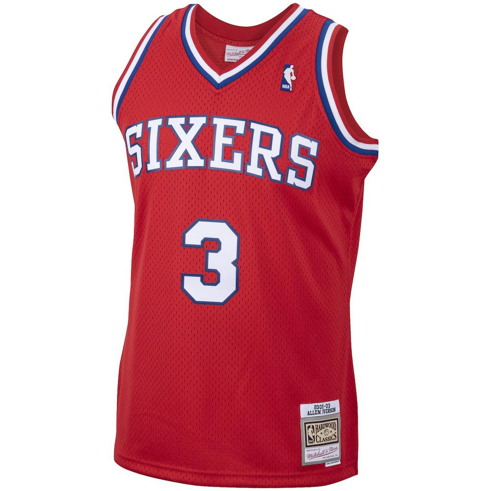 Allen Iverson Philadelphia 76ers 2002/03 Hardwood Classics Swingman Jersey Red | Mitchell & Ness online