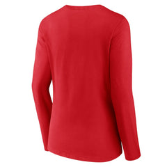 Washington Nationals Women's Official Logo Long Sleeve V-Neck T-Shirt - Red - MLB Discount