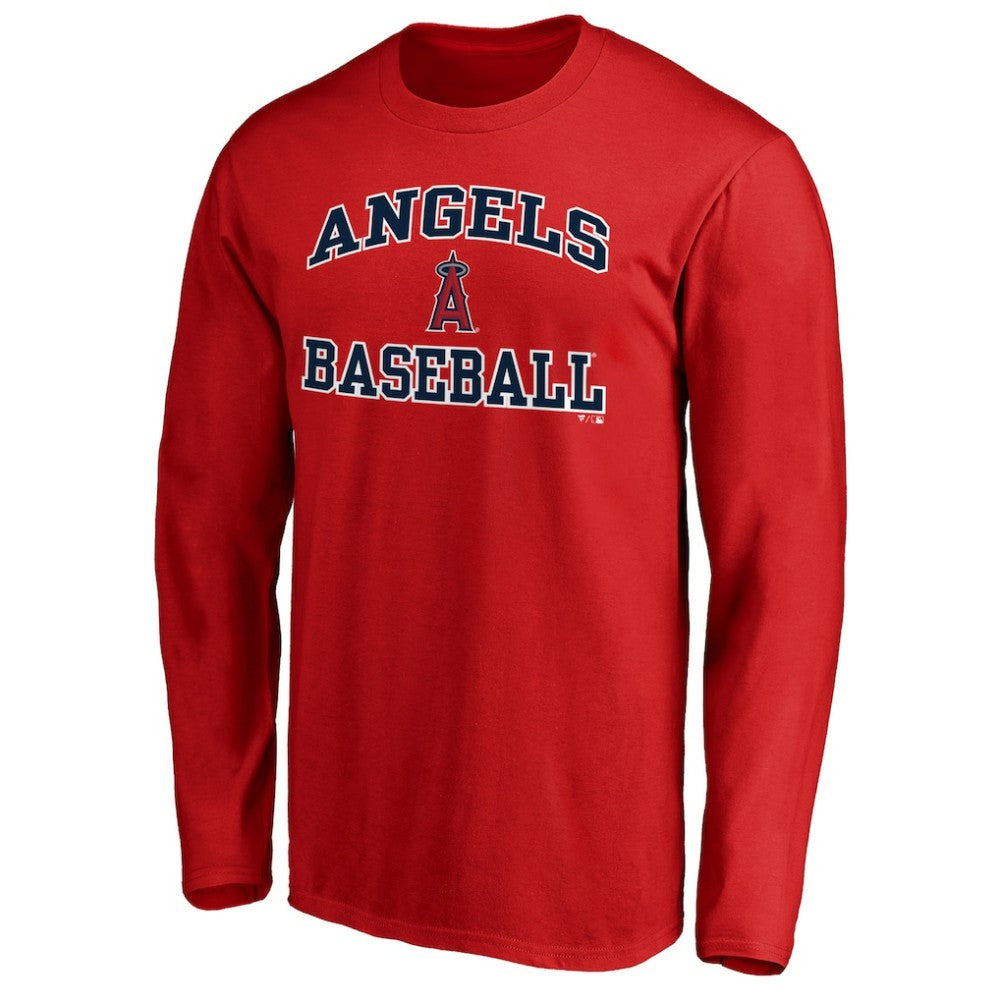 Men's Red Los Angeles Angels Team Heart & Soul Long Sleeve T-Shirt - MLB Discount
