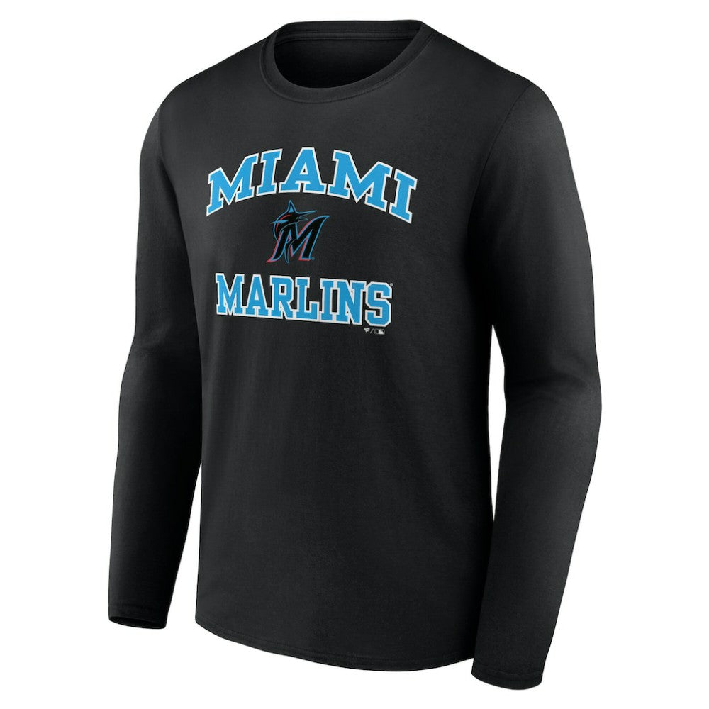 Men's Black Miami Marlins Team Heart & Soul Long Sleeve T-Shirt - MLB Sale