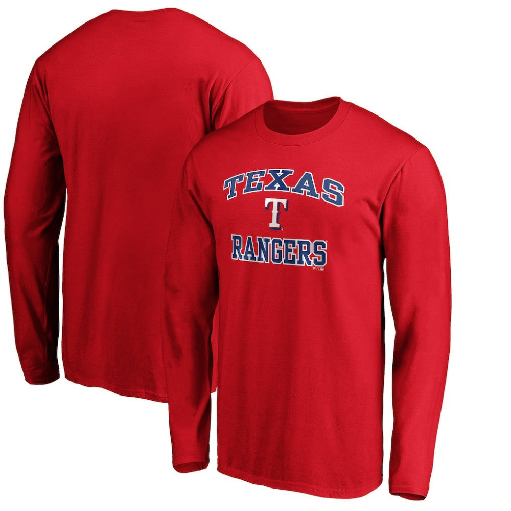 Men's Red Texas Rangers Team Heart & Soul Long Sleeve T-Shirt - MLB Sale