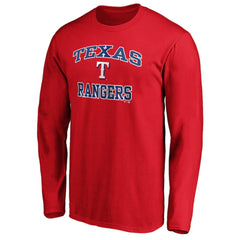Men's Red Texas Rangers Team Heart & Soul Long Sleeve T-Shirt - MLB Sale