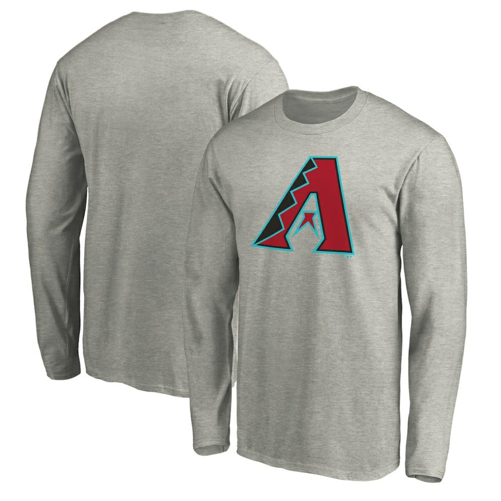 Arizona Diamondbacks Official Team Logo Long Sleeve T-Shirt - Heather Gray - MLB Discount
