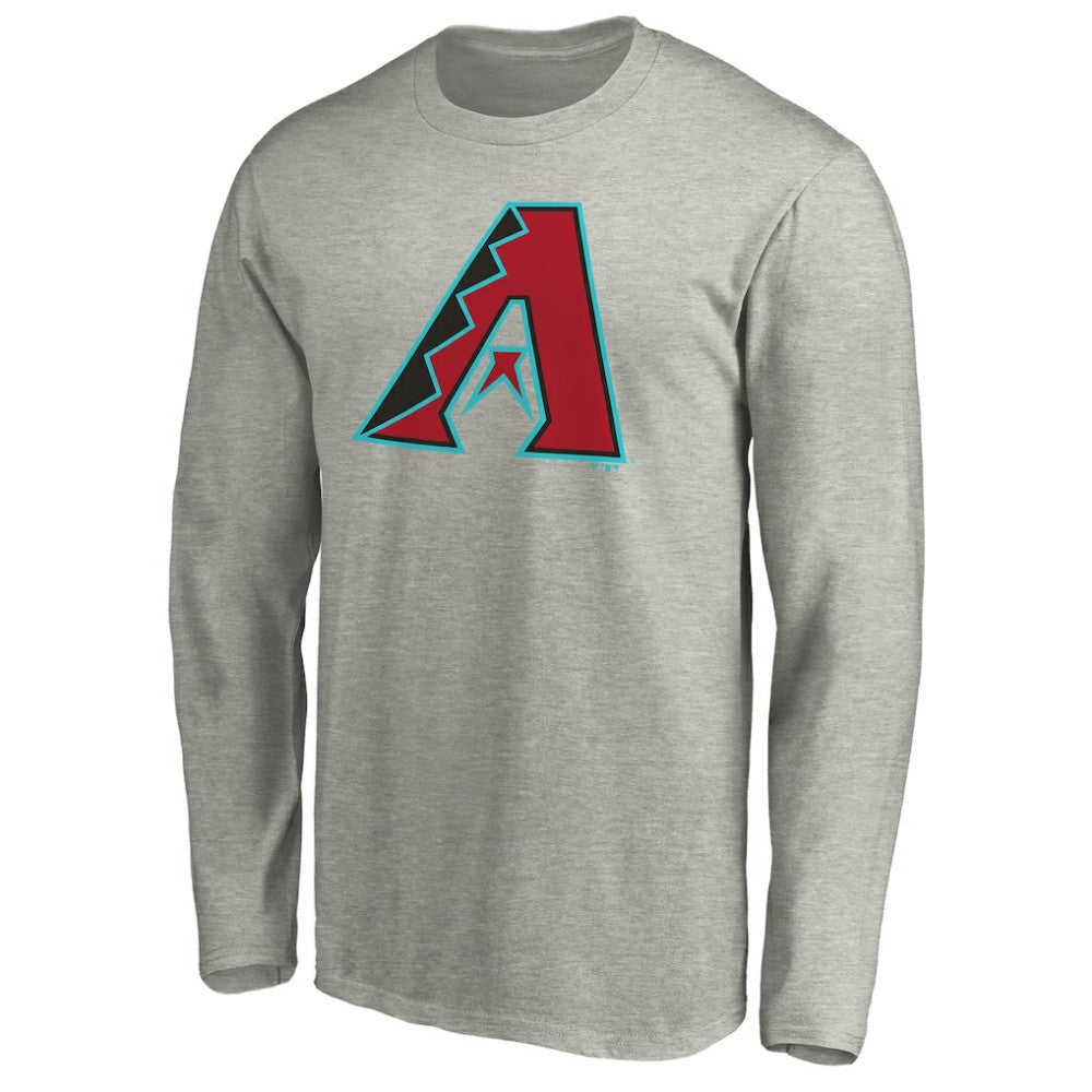 Arizona Diamondbacks Official Team Logo Long Sleeve T-Shirt - Heather Gray - MLB Discount