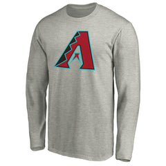 Arizona Diamondbacks Official Team Logo Long Sleeve T-Shirt - Heather Gray - MLB Discount