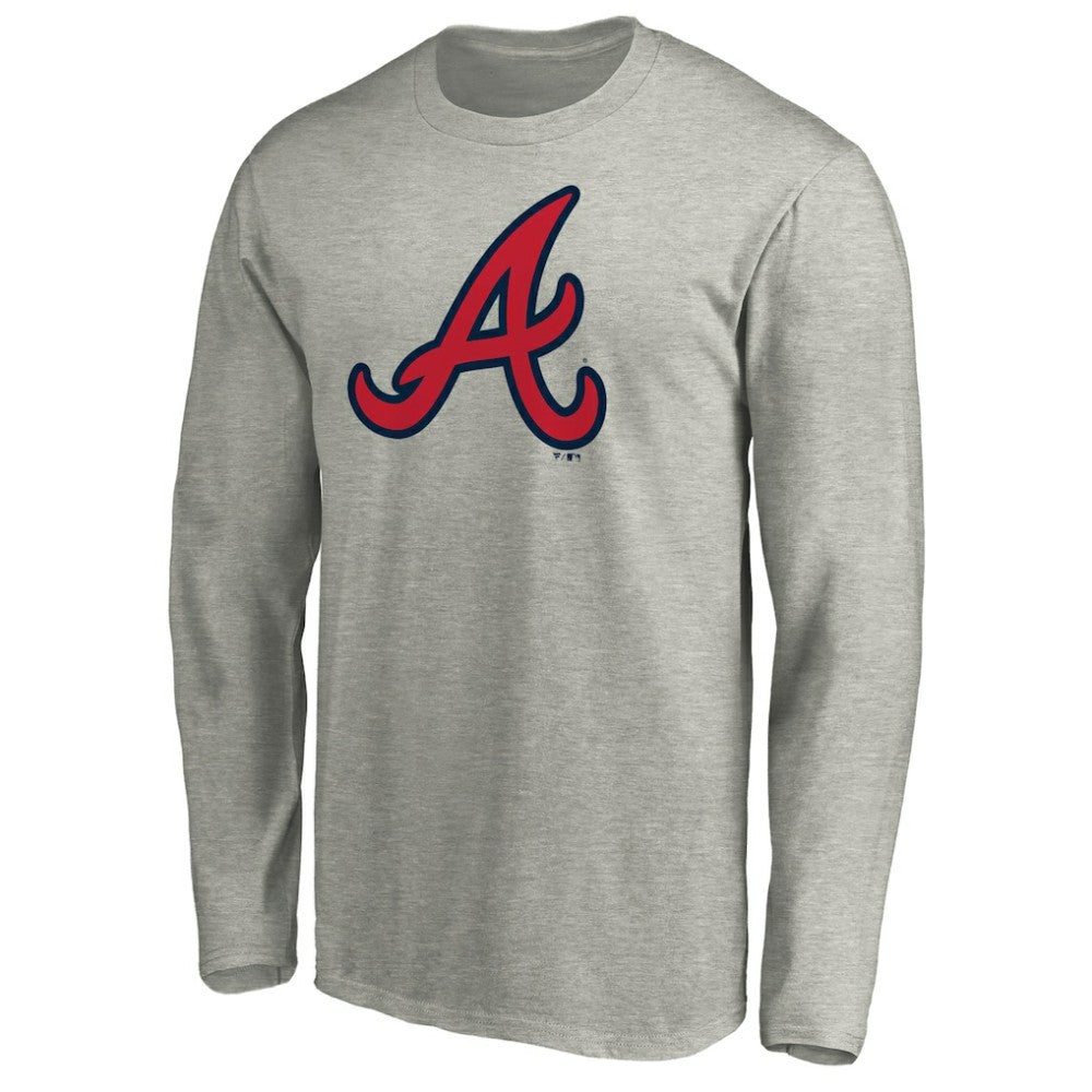Atlanta Braves Official Team Logo Long Sleeve T-Shirt - Heather Gray - MLB on Sale