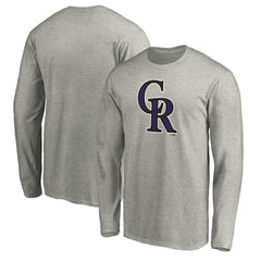 Colorado Rockies Official Team Logo Long Sleeve T-Shirt - Heather Gray - MLB on Sale