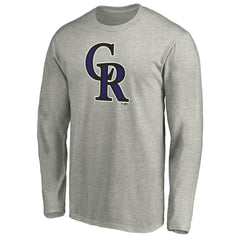 Colorado Rockies Official Team Logo Long Sleeve T-Shirt - Heather Gray - MLB on Sale