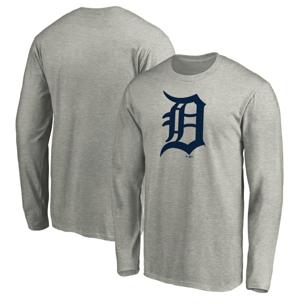 Detroit Tigers Official Team Logo Long Sleeve T-Shirt - Heather Gray - MLB Sale