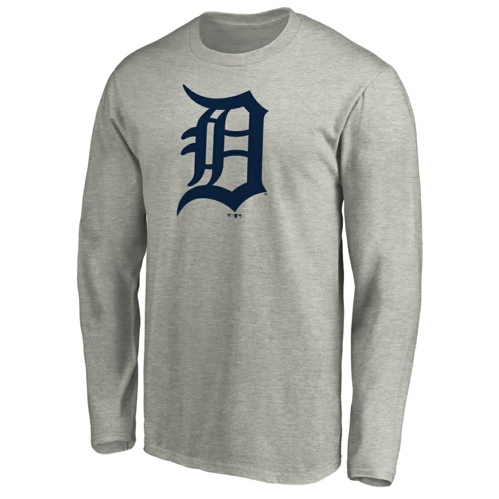 Detroit Tigers Official Team Logo Long Sleeve T-Shirt - Heather Gray - MLB Sale