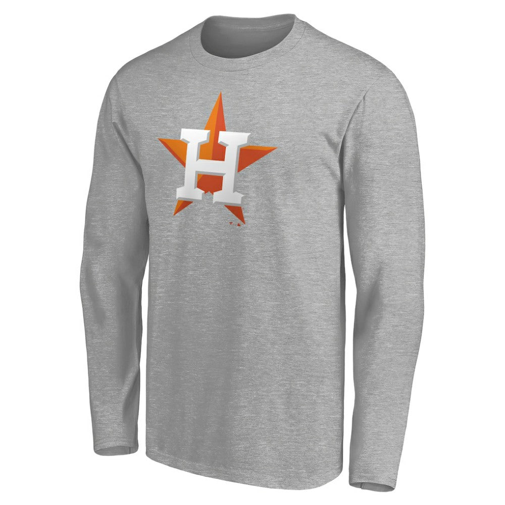 Houston Astros Official Team Logo Long Sleeve T-Shirt - Heather Gray - MLB Sale