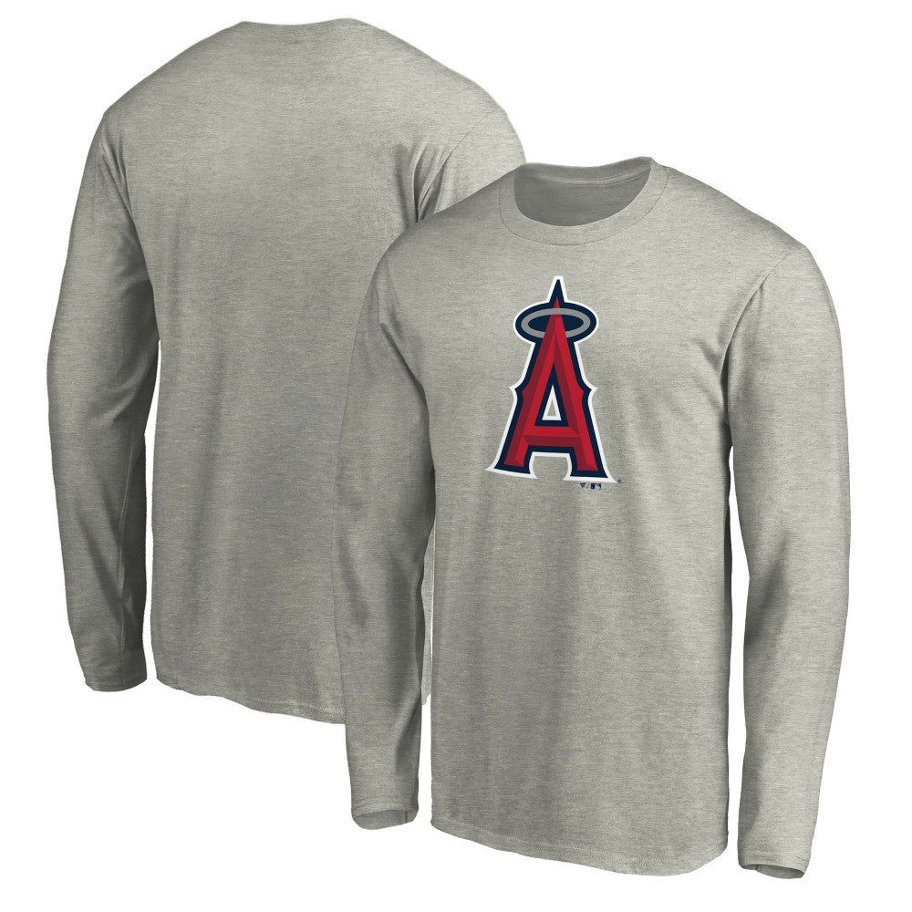 Los Angeles Angels Official Team Logo Long Sleeve T-Shirt - Heather Gray - MLB Online