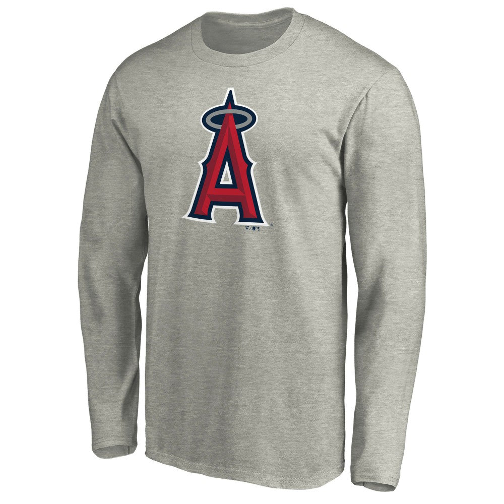 Los Angeles Angels Official Team Logo Long Sleeve T-Shirt - Heather Gray - MLB Online