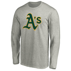 Athletics Official Team Logo Long Sleeve T-Shirt - Heather Gray - MLB Discount