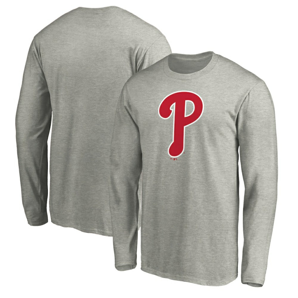 Philadelphia Phillies Official Team Logo Long Sleeve T-Shirt - Heather Gray - MLB Sale