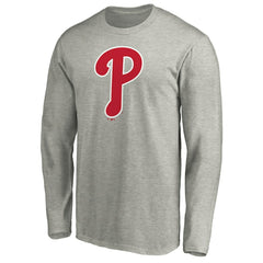 Philadelphia Phillies Official Team Logo Long Sleeve T-Shirt - Heather Gray - MLB Sale