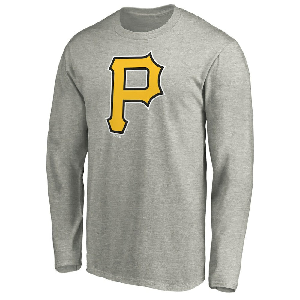 Pittsburgh Pirates Official Team Logo Long Sleeve T-Shirt - Heather Gray - MLB on Sale