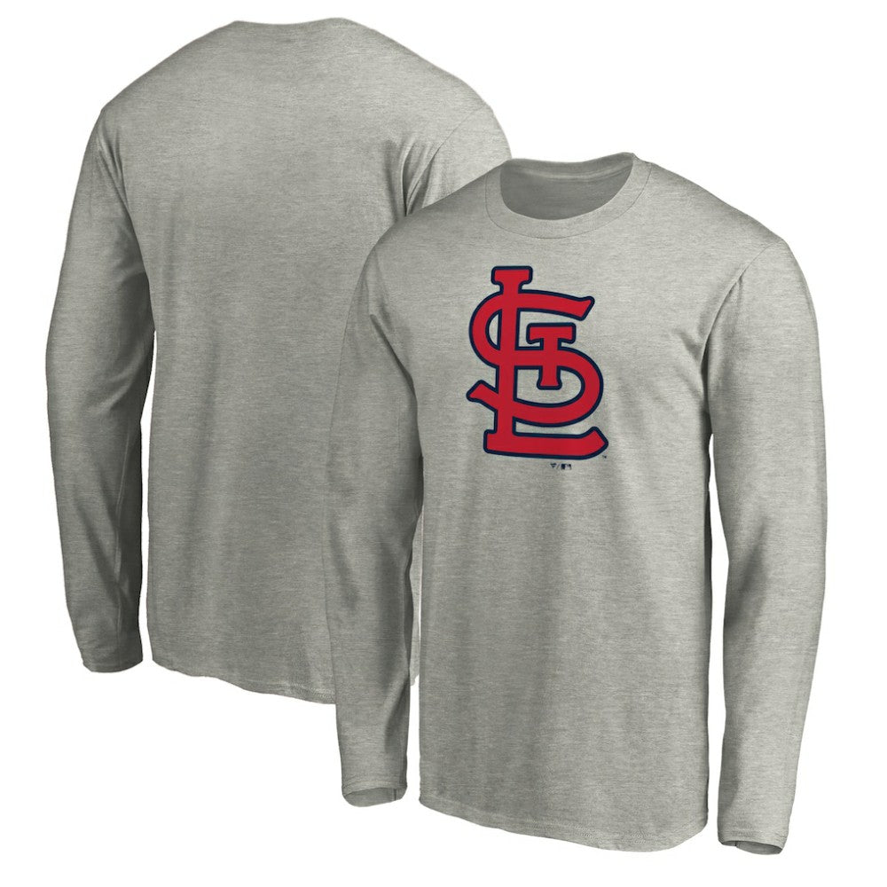 St. Louis Cardinals Official Team Logo Long Sleeve T-Shirt - Heather Gray - MLB Discount