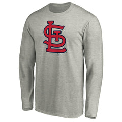 St. Louis Cardinals Official Team Logo Long Sleeve T-Shirt - Heather Gray - MLB Discount