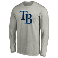 Tampa Bay Rays Official Team Logo Long Sleeve T-Shirt - Heather Gray - MLB Discount
