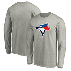 Toronto Blue Jays Official Team Logo Long Sleeve T-Shirt - Heather Gray - MLB Discount