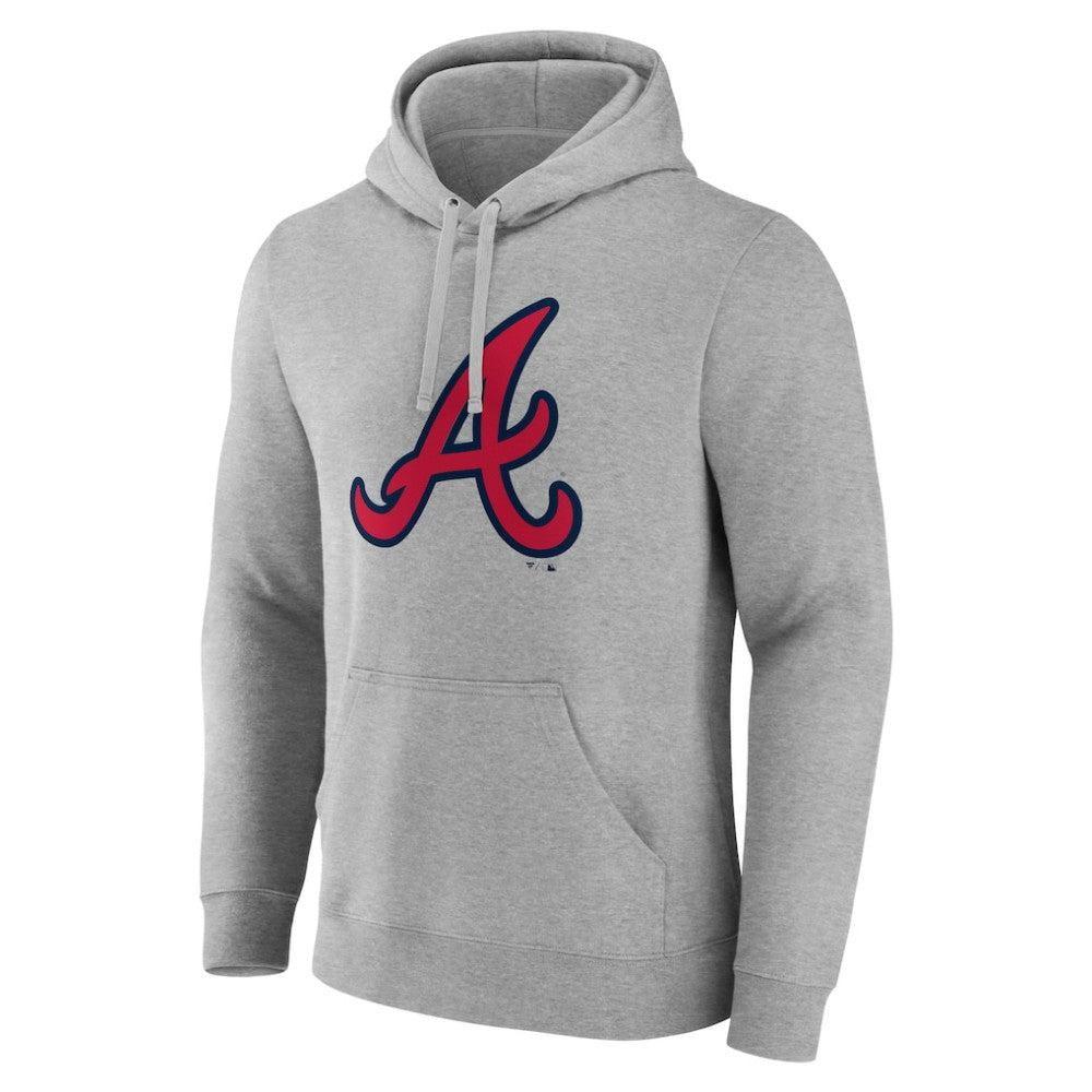 Atlanta Braves Official Logo Fitted Pullover Hoodie - Heather Gray - MLB Online