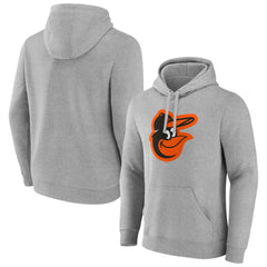 Baltimore Orioles Official Logo Fitted Pullover Hoodie - Heather Gray - MLB Discount