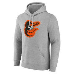 Baltimore Orioles Official Logo Fitted Pullover Hoodie - Heather Gray - MLB Discount