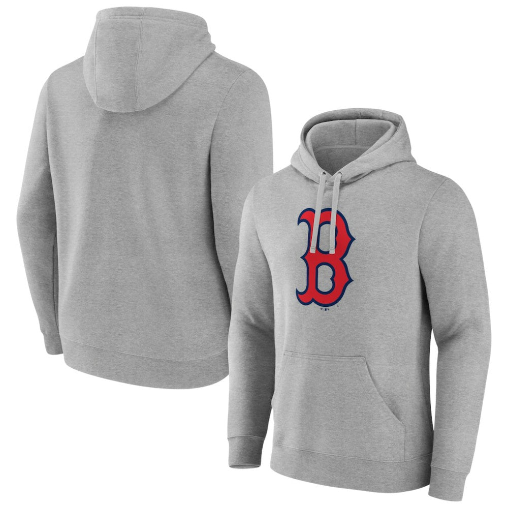Boston Red Sox Official Logo Fitted Pullover Hoodie - Heather Gray - MLB on Sale