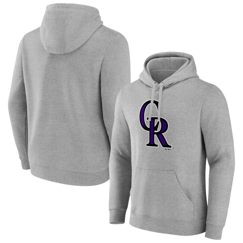Colorado Rockies Official Logo Fitted Pullover Hoodie - Heather Gray - MLB Sale