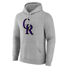 Colorado Rockies Official Logo Fitted Pullover Hoodie - Heather Gray - MLB Sale