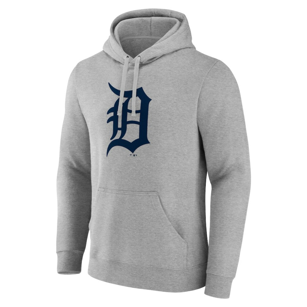 Detroit Tigers Official Logo Fitted Pullover Hoodie - Heather Gray - MLB Sale