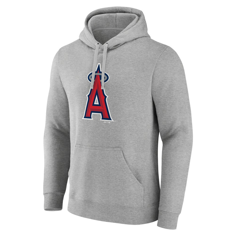 Los Angeles Angels Official Logo Fitted Pullover Hoodie - Heather Gray - MLB Discount