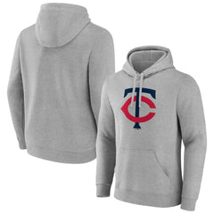 Minnesota Twins Official Logo Fitted Pullover Hoodie - Heather Gray - MLB Discount