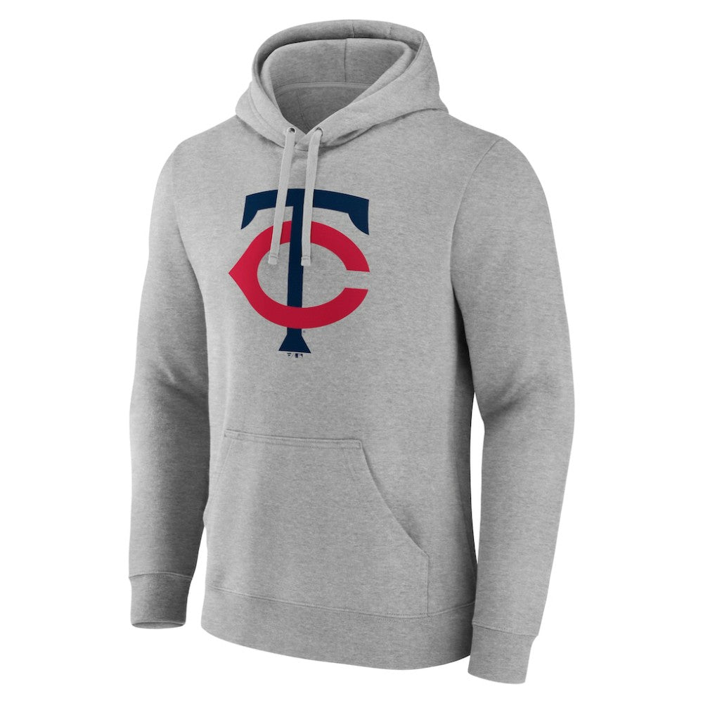 Minnesota Twins Official Logo Fitted Pullover Hoodie - Heather Gray - MLB Discount