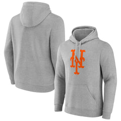 New York Mets Official Logo Fitted Pullover Hoodie - Heather Gray - MLB Sale