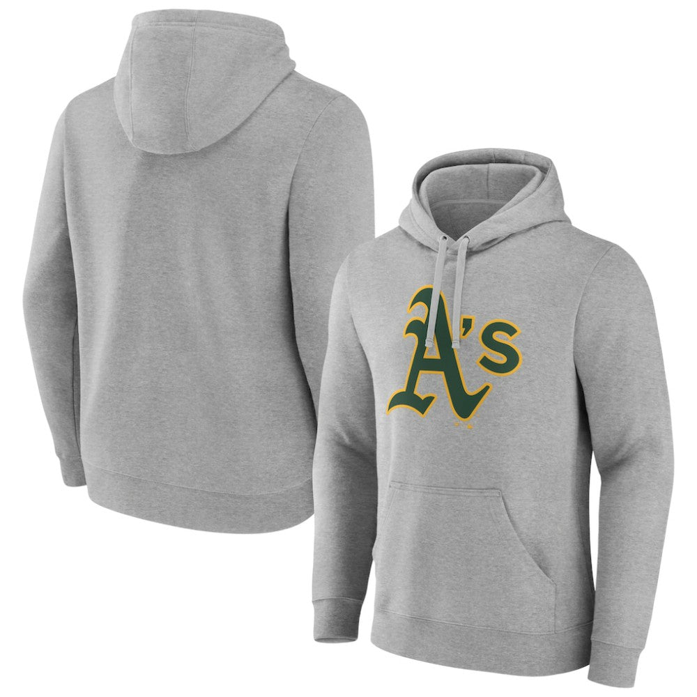 Athletics Official Logo Fitted Pullover Hoodie - Heather Gray - MLB Discount