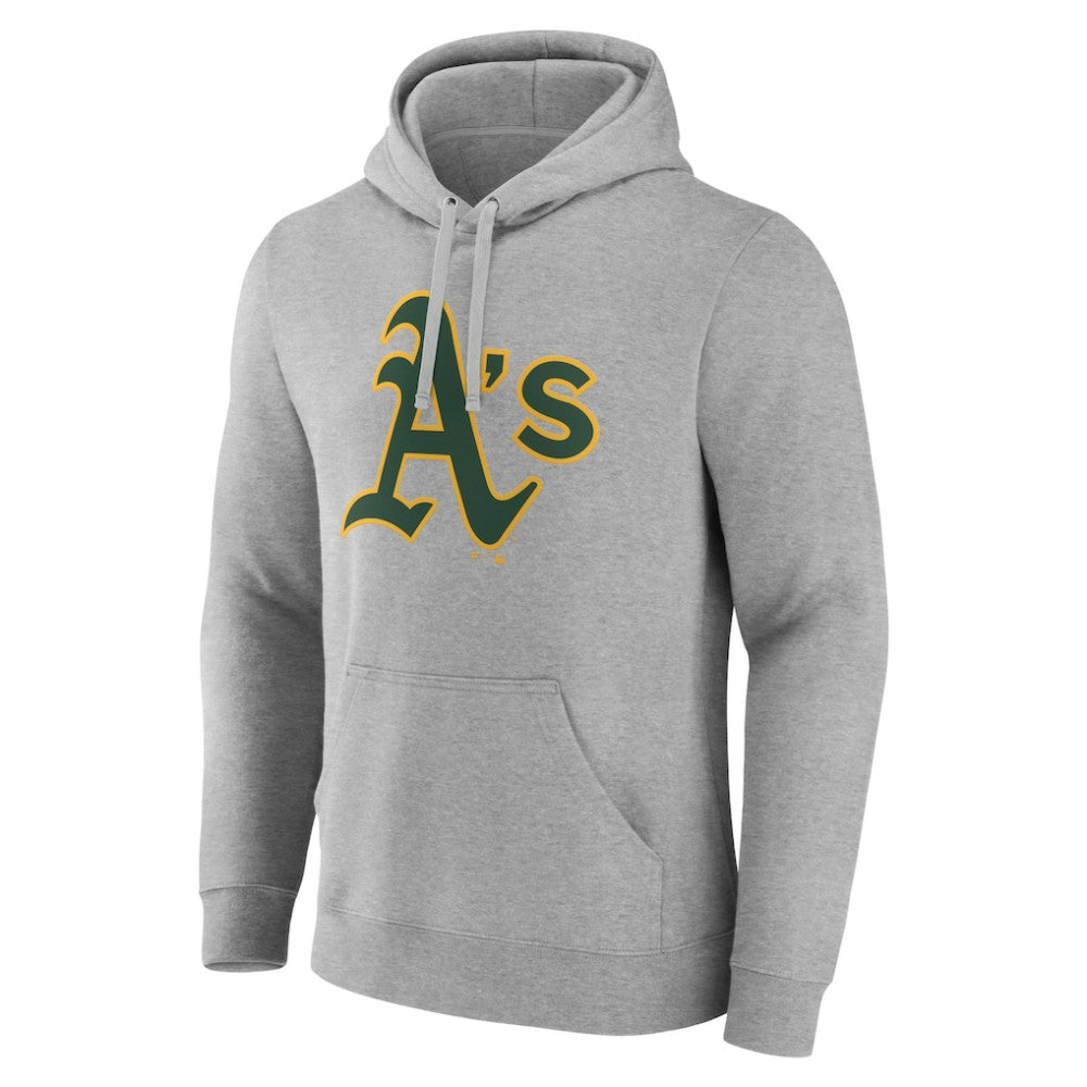 Athletics Official Logo Fitted Pullover Hoodie - Heather Gray - MLB Discount