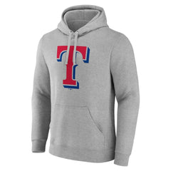 Texas Rangers Official Logo Fitted Pullover Hoodie - Heather Gray - MLB Sale