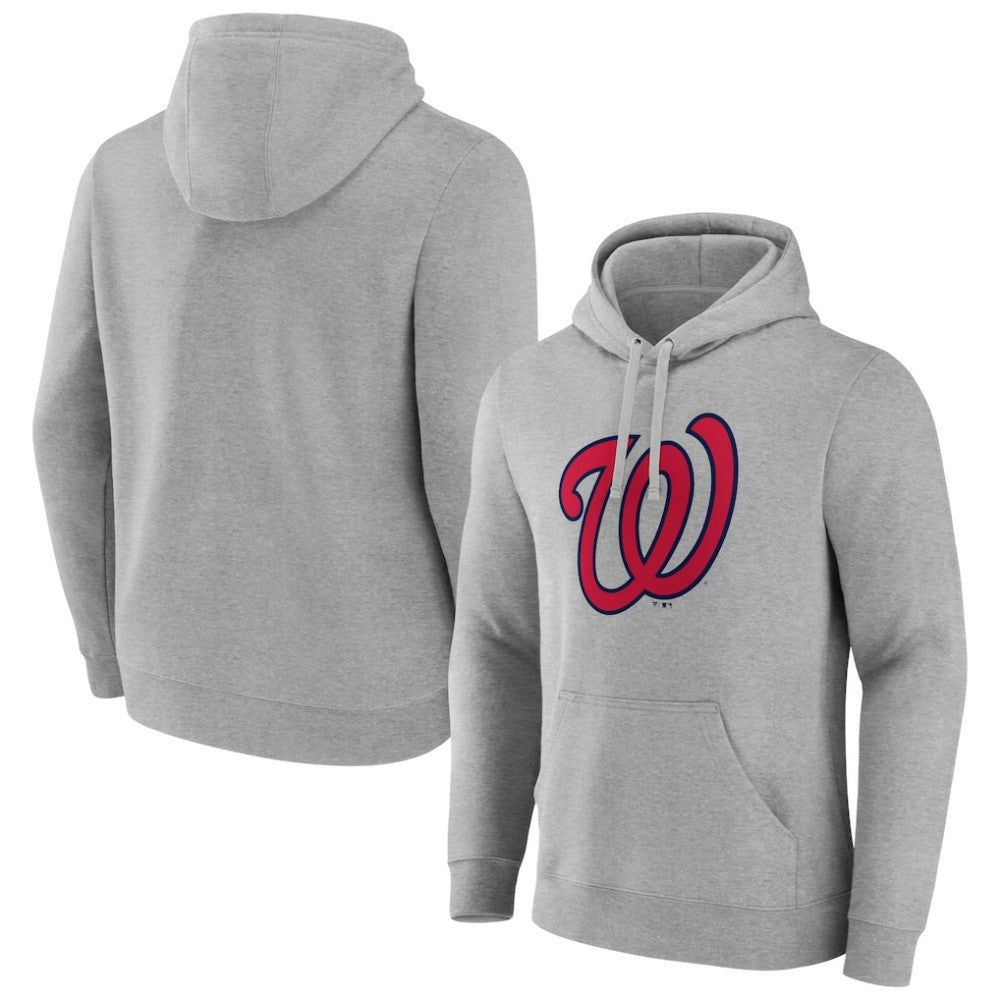 Washington Nationals Official Logo Fitted Pullover Hoodie - Heather Gray - MLB Discount