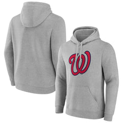 Washington Nationals Official Logo Fitted Pullover Hoodie - Heather Gray - MLB Discount