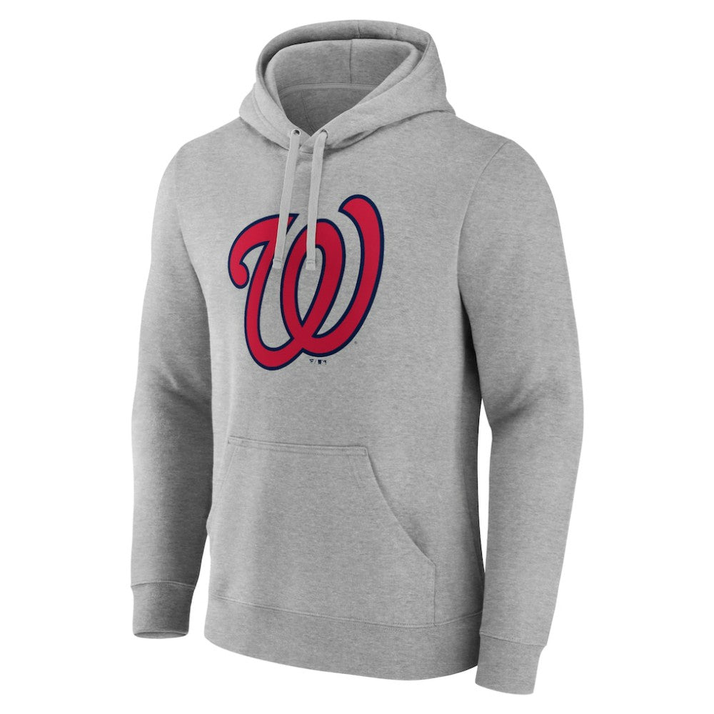 Washington Nationals Official Logo Fitted Pullover Hoodie - Heather Gray - MLB Discount