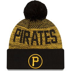 Pittsburgh Pirates New Era Authentic Collection Sport Cuffed Knit Hat with Pom - Black - New Era Online